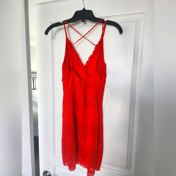 Crimson Coloured Backless Guess Dress - Picture 3 of 4